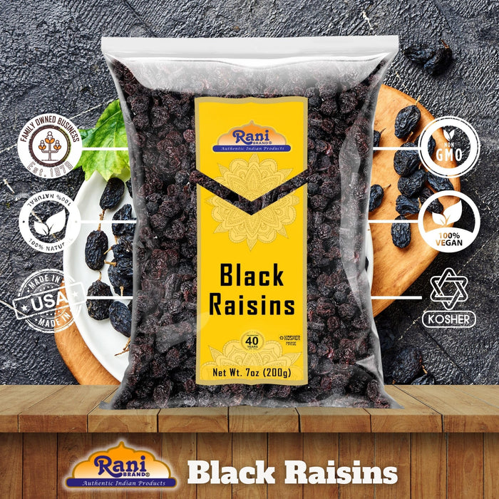 Rani Black Raisins 7oz (200g) ~ All Natural | Gluten Friendly | Non-GMO | Kosher | Vegan | Product of USA