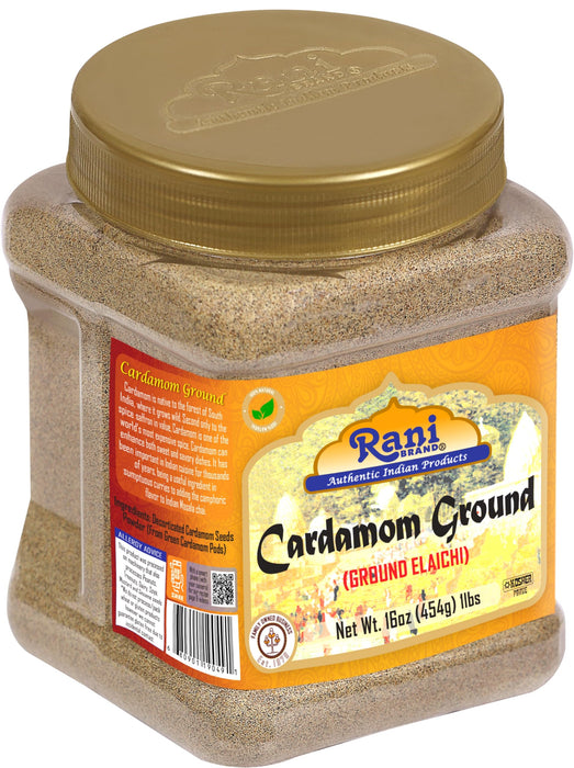 Rani Cardamom (Elachi) Ground, Powder Indian Spice 16oz (1lb) 454g PET Jar ~ All Natural | No Color Added | Gluten Friendly | Vegan | NON-GMO | Kosher | No Salt or Fillers