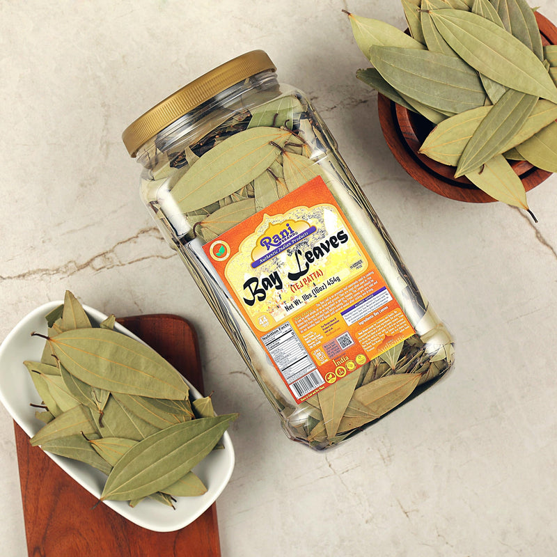 Rani Bay Leaf (Leaves) Whole Spice Hand Selected Extra Large 16oz (1lb) 454g PET Jar ~ All Natural | Gluten Friendly | NON-GMO | Vegan | Kosher | Indian Origin