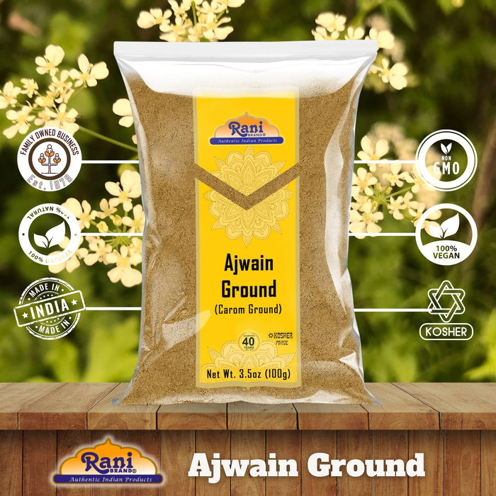Rani Ajwain Powder (Carom Bishops Weed) Ground Spice 3.5oz (100g) ~ All Natural | Vegan | Gluten Friendly | NON-GMO | Kosher | Indian Origin
