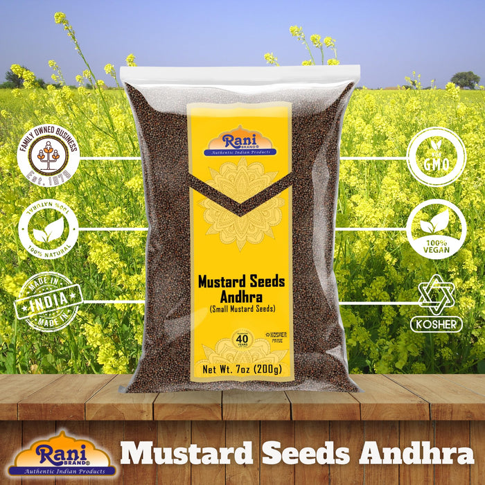 Rani Andra Mustard Seeds (Rai) Whole Spice (Rai Sarson) 7oz (200g) ~ All Natural | Gluten Friendly | NON-GMO | Kosher | Vegan | Indian Origin