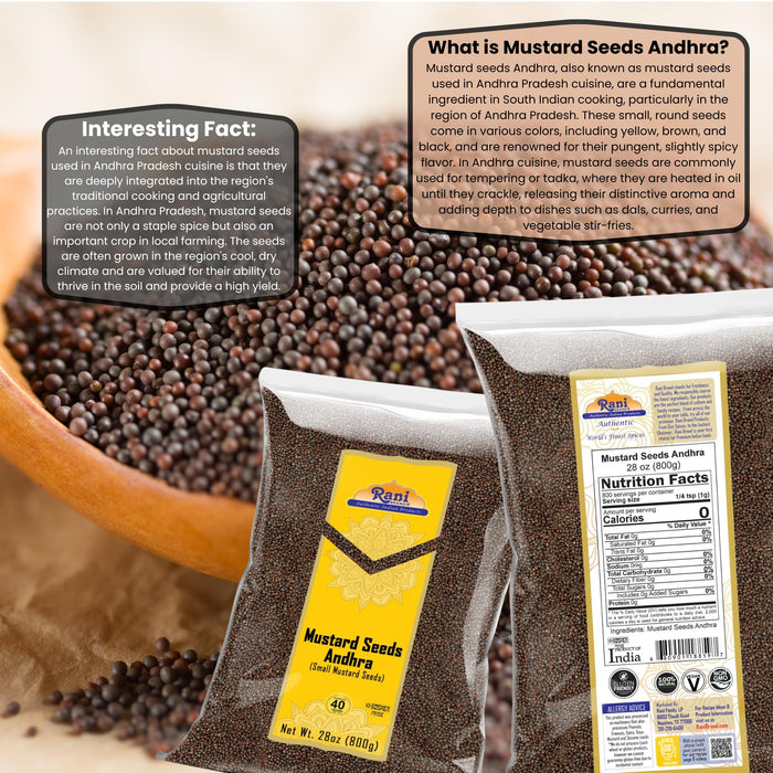 Rani Andra Mustard Seeds (Rai) Whole Spice (Rai Sarson) 28oz (800g) ~ All Natural | Gluten Friendly | NON-GMO | Kosher | Vegan | Indian Origin