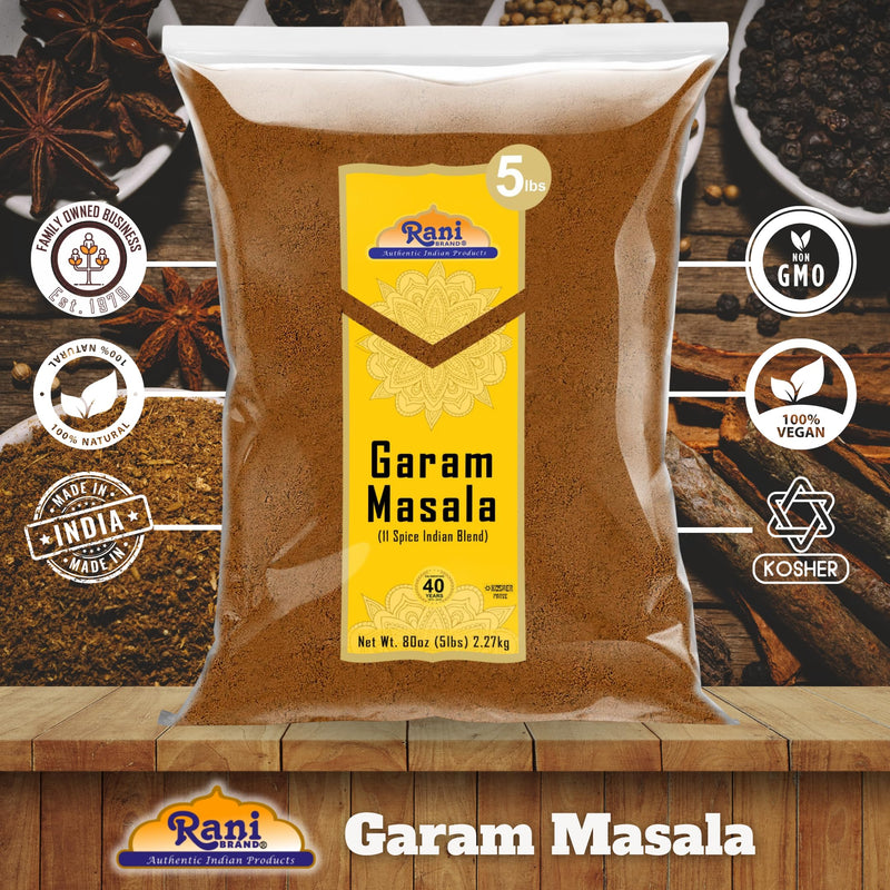Rani Garam Masala Indian 11-Spice Blend 5lbs (80oz) 2.27kg Bulk ~ All Natural, Salt-Free | Vegan | No Colors | Gluten Friendly | NON-GMO | Kosher