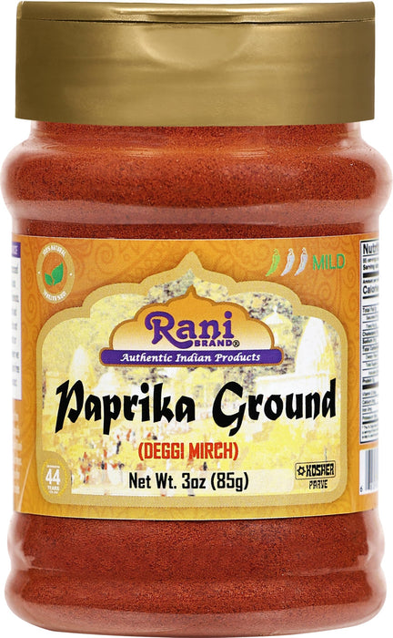 Rani Paprika (Deggi Mirch, Low Heat) Spice Powder, Ground 3oz (85g) PET Jar ~ All Natural, Salt-Free | Vegan | No Colors | Gluten Friendly | NON-GMO | Kosher | Indian Origin