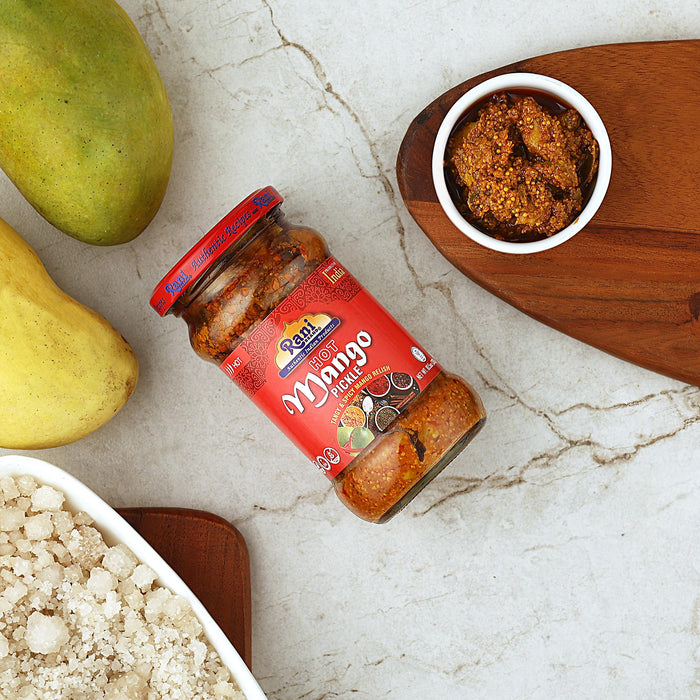 Rani Mango Pickle Hot (Achar, Spicy Indian Relish) 10.5oz ~ Glass Jar, All Natural | Vegan | Gluten Free | NON-GMO | No Colors | Indian Origin