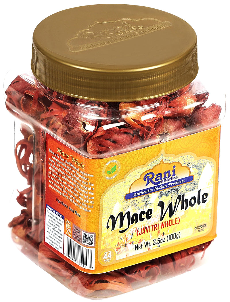 Rani Mace Whole (Javathri), Spice 3.5oz (100g) PET Jar ~ All Natural | Vegan | Gluten Friendly | NON-GMO | Kosher | Indian Origin