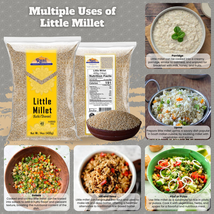 Rani Little Millet (Panicum Sumatrense) Whole Ancient Grain Seeds 14oz (400g) ~ All Natural | Gluten Friendly | NON-GMO | Kosher | Vegan | Indian Origin