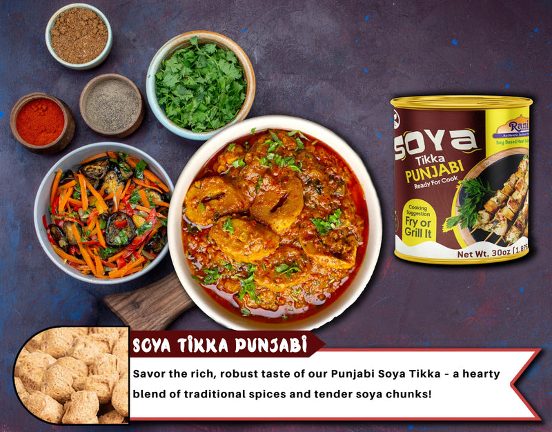 Rani Soya Tikka Punjabi 30oz (1.875lbs) 850g Ready for Cook ~ Easy Open Lid | All Natural | Vegan | No Colors | NON-GMO | Kosher | Indian Origin | Soy Based Meat Substitute