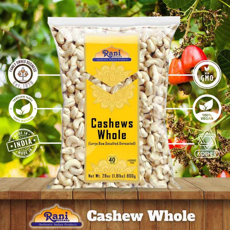 Rani Raw Cashews Whole (uncooked, unsalted) 28oz (800g) ~ All Natural, No Preservatives | Vegan | NON-GMO | Kosher | Gluten Friendly
