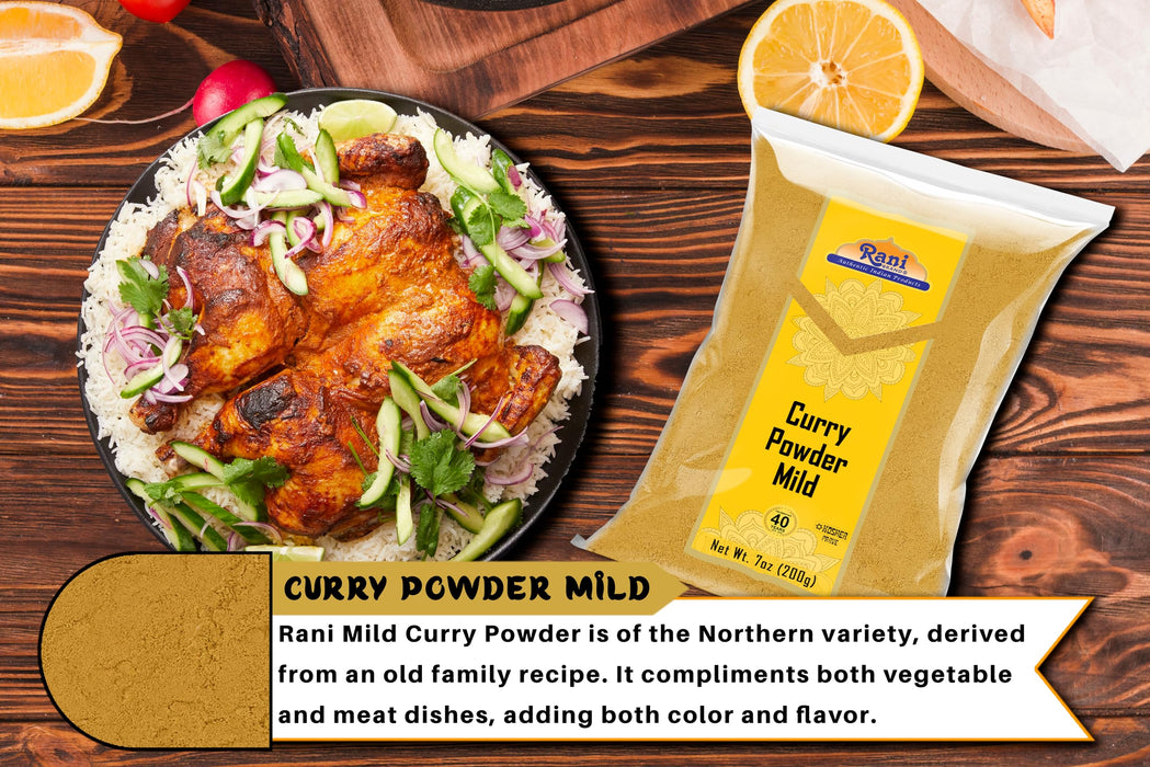 Rani Curry Powder Mild Natural 10-Spice Blend 200g (7oz) ~ Salt Free | Vegan | No Colors | Gluten Friendly | NON-GMO | Kosher | NO Chili or Peppers