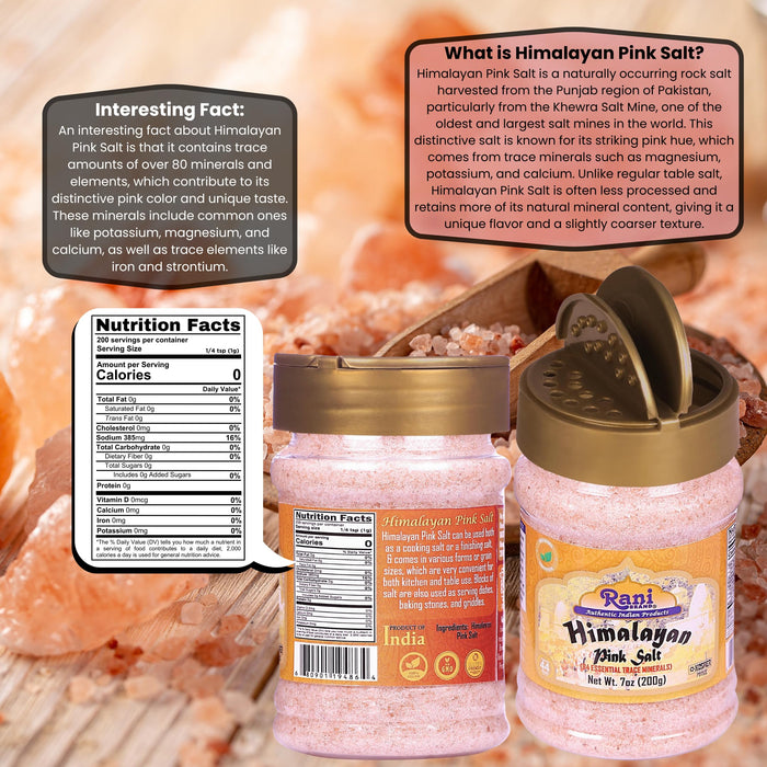 Rani Himalayan Pink Salt Powder (84 Essential Trace Minerals) 7oz (200g) PET Jar ~ All Natural | Vegan | Gluten Friendly | NON-GMO | Kosher | Indian Origin