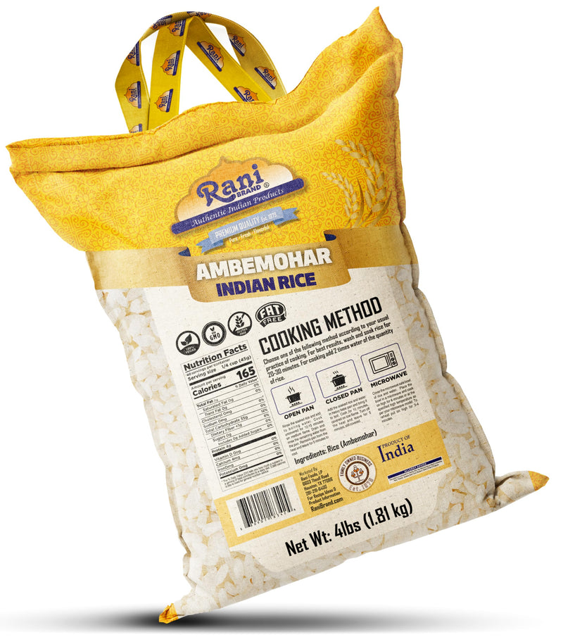 Rani Ambemohar Indian Rice 64oz (4lbs) 1.81kg Cloth Bag ~ All Natural | Gluten Friendly | Vegan | Kosher | Export Quality | Indian Origin