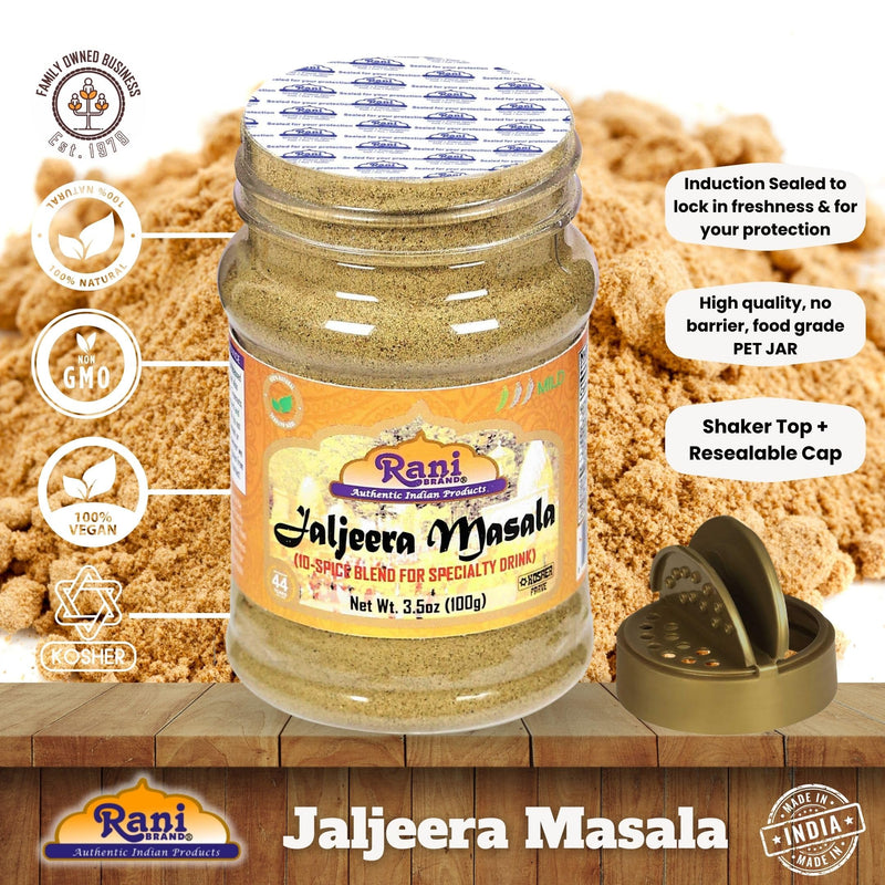 Rani Jal Jeera Masala (14-Spice blend for Spicy Indian Drink) 3oz (85g) PET Jar ~ All Natural | Vegan | No Colors | Gluten Friendly | NON-GMO | Kosher | Indian Origin