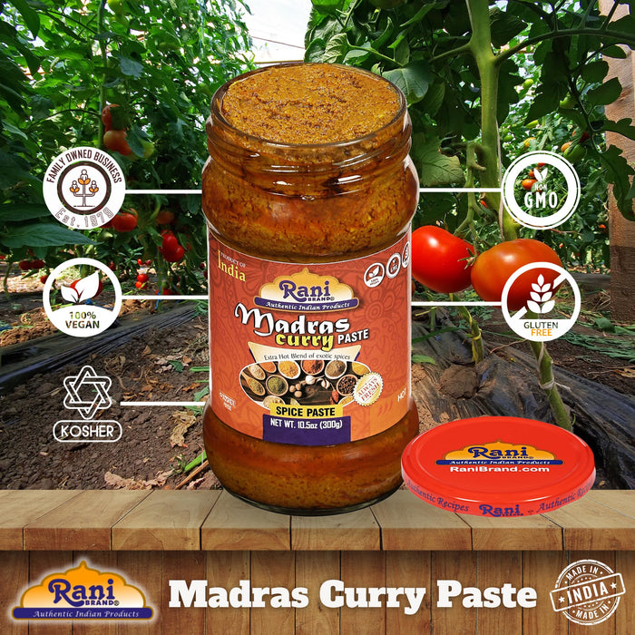 Rani Madras Curry Cooking Spice Paste 10.5oz (300g) Glass Jar, Pack of 5+1 FREE ~ No Colors | All Natural | NON-GMO | Kosher | Vegan | Gluten Free