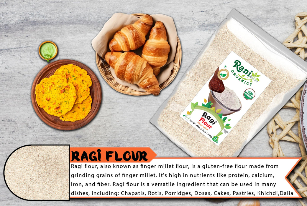 Rani Organic Ragi (Red Millet) Flour 64oz (4lbs) 1.81kg Bulk~All Natural | Vegan | Gluten Friendly | NON-GMO | Kosher | Indian Origin | USDA Certified Organic