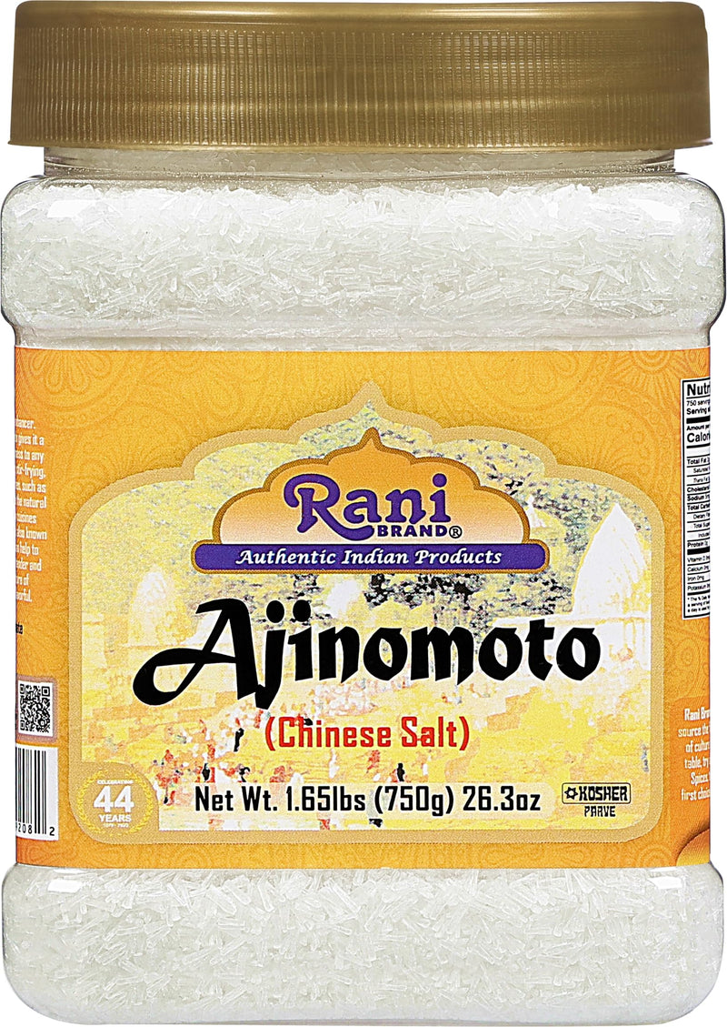 Rani Ajinomoto (Chinese Salt) 26.3oz (1.65lbs) 750g PET Jar ~ Umami Seasoning, Perfect for stir-frying, roasting, soups, salads & dressings | Gluten Friendly | Vegan | NON-GMO | Kosher | Indian Origin