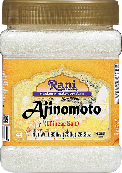 Rani Ajinomoto (Chinese Salt) 26.3oz (1.65lbs) 750g PET Jar ~ Umami Seasoning, Perfect for stir-frying, roasting, soups, salads & dressings | Gluten Friendly | Vegan | NON-GMO | Kosher | Indian Origin