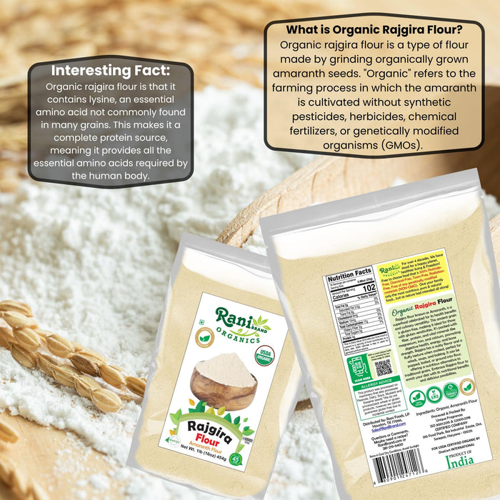 Rani Organic Rajgara Flour (Amaranth Flour) 16oz (1lb) 454g ~ All Natural | Vegan | Gluten Friendly | NON-GMO | Kosher | Indian Origin | USDA Organic Certified