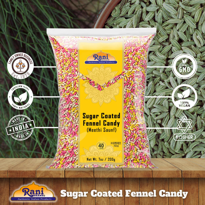 Rani Sugar Coated Fennel Candy 7oz (200g) ~ Indian After Meal Digestive Treat | Vegan | Gluten Friendly | NON-GMO | Indian Origin