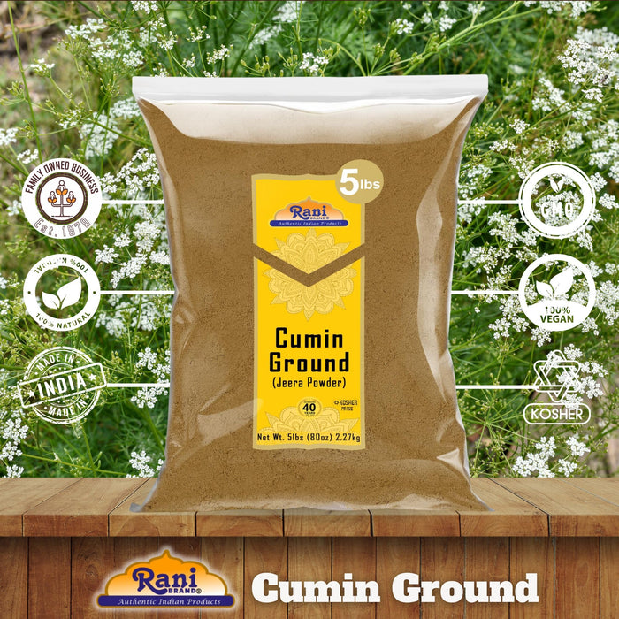 Rani Cumin Powder Spice (Jeera), 80oz (5lbs) 2.27kg, Bulk ~ All Natural | Salt-Free | Vegan | No Colors | Gluten Friendly | NON-GMO | Kosher | Indian Origin