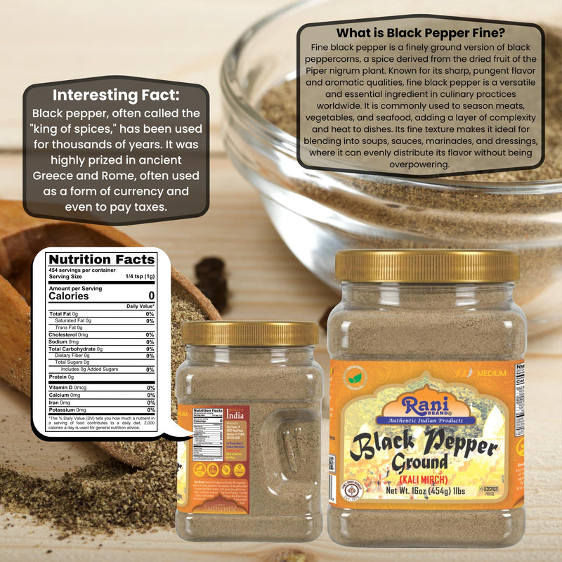 Rani Black Pepper Fine Grind {7 Sizes Available}