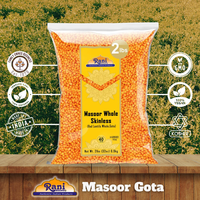 Rani Masoor Gota (Football) Indian Red Lentils Skinless 32oz (2lbs) 908g ~ All Natural | Gluten Friendly | NON-GMO | Kosher | Vegan | Indian Origin