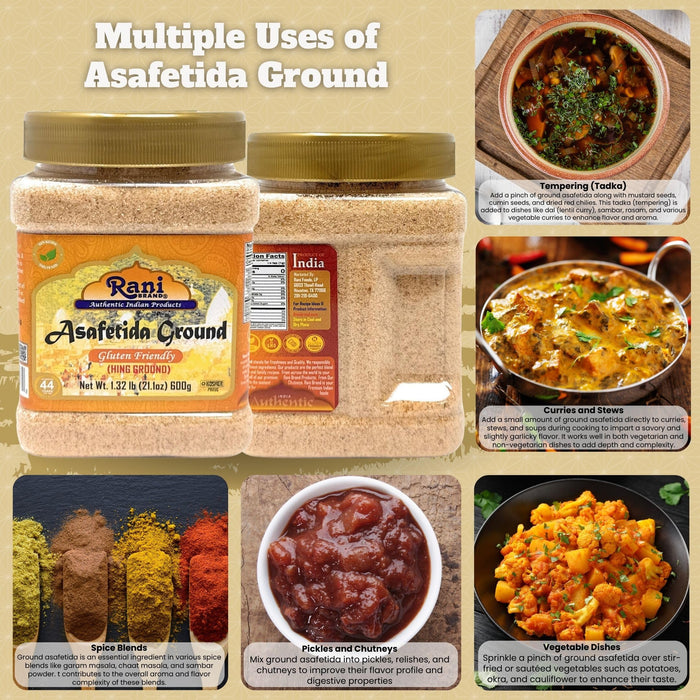 Rani Asafetida (Hing) Ground 21.1oz (1.32lbs) 600g Gluten Friendly, PET Jar ~ All Natural | Salt Free | Vegan | Non-GMO | Asafoetida Indian Spice | Best for Onion Garlic Substitute