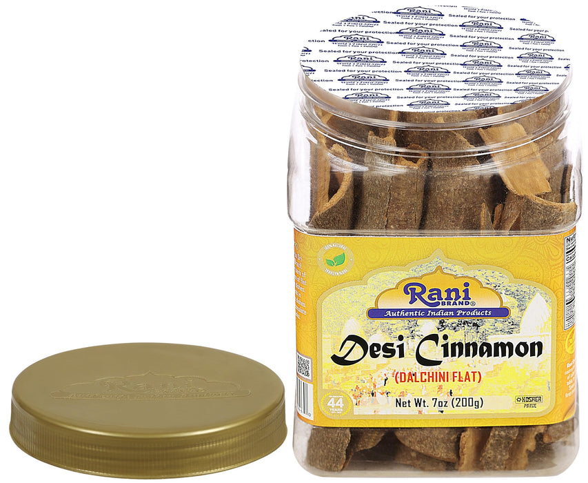 Rani Desi (Dalchini) Flat Cinnamon 7oz (200g) ~ PET Jar, Natural | Vegan | Gluten Friendly | NON-GMO | Kosher | Indian Origin