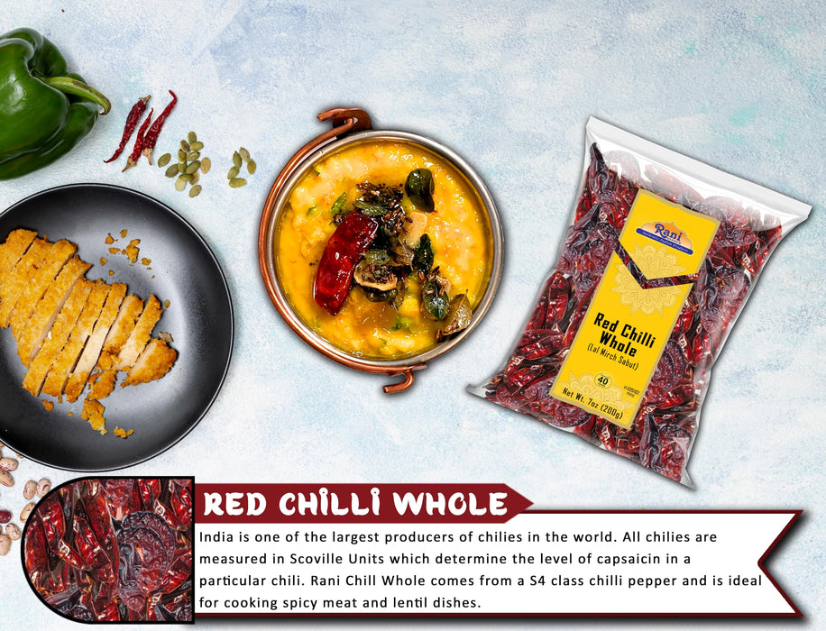 Rani Chilli Whole Indian 7oz (200gm) ~ All Natural | Vegan | No Colors | Gluten Friendly | NON-GMO | Kosher