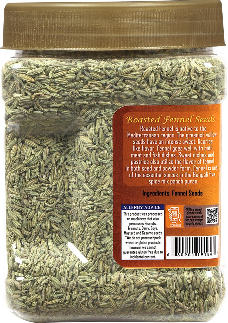 Rani Roasted Fennel Seeds (Bhuna Saunf Sabut) Whole Spice 16oz (1lb) 454g PET Jar ~ All Natural | Gluten Friendly | NON-GMO | Kosher | Vegan | Indian Origin