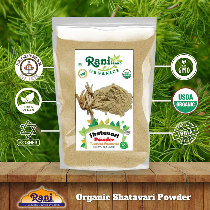 Rani Organic Shatavari Powder (Asparagus Racemosus) 7oz (200g) ~ All Natural | No Color | Gluten Friendly | Vegan | NON-GMO | Kosher | No Salt or fillers | Indian Origin | USDA Organic Certified
