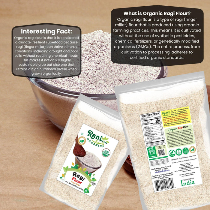 Rani Organic Ragi (Red Millet) Flour 32oz (2lbs) 908g ~ All Natural | Vegan | Gluten Friendly | NON-GMO | Kosher | Indian Origin | USDA Certified Organic