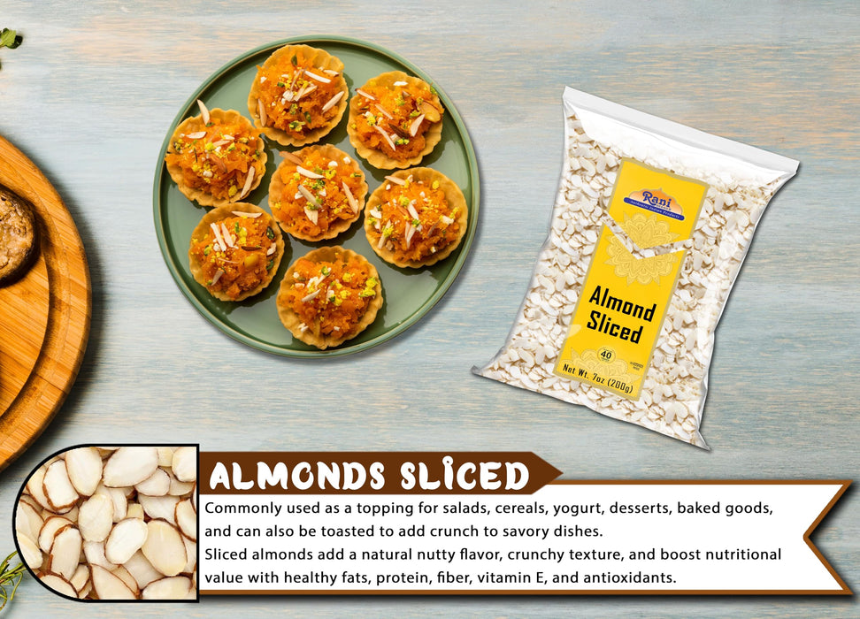 Rani Almonds, Raw Whole With Skin (uncooked, unsalted) 7oz (200g) ~ All Natural | Vegan | Gluten Friendly | Kosher | Fresh Product of USA ~ California Shelled Almonds