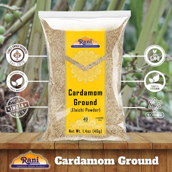 Rani Cardamom (Elachi) Ground, Powder Indian Spice 1.4oz (40g) ~ All Natural | No Color added | Gluten Friendly | Vegan | NON-GMO | Kosher | No Salt or fillers