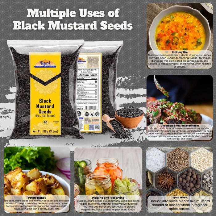 Rani Black Mustard Seeds Whole {10 Sizes Available}