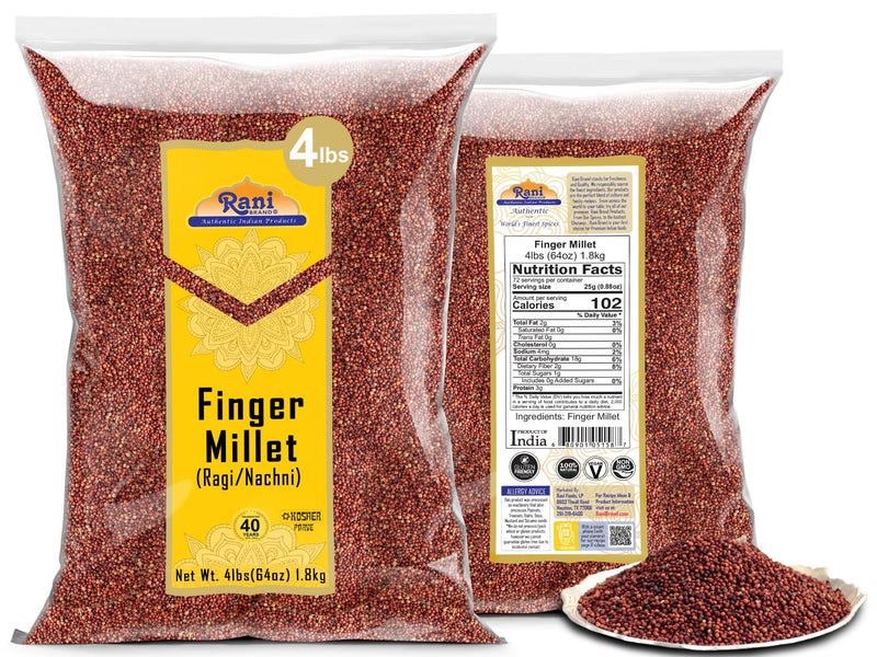 Rani Ragi Finger Millet (Eleusine Coracana) Whole Ancient Grain Seeds 64oz (4lbs) 1.81kg Bulk ~ All Natural | Gluten Friendly | NON-GMO | Kosher | Vegan | Indian Origin