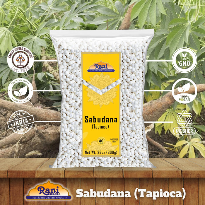 Rani Sabudana (Tapioca / Sago) Pearls 28oz (800g) ~ All Natural | Vegan | No Colors | NON-GMO | Kosher | Indian Origin