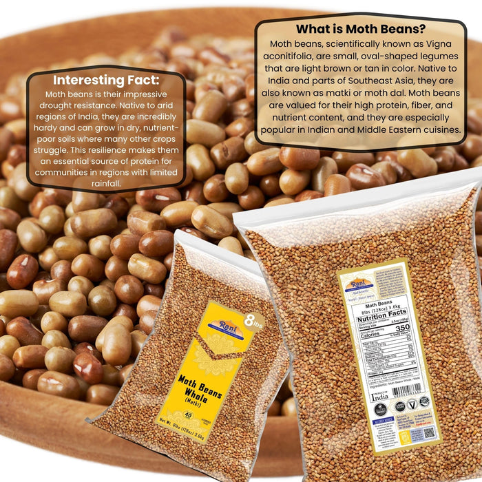 Rani Moth Beans Whole 128oz (8lbs) 3.63kg Bulk ~ All Natural | Gluten Friendly | Non-GMO | Kosher | Vegan | Indian Origin
