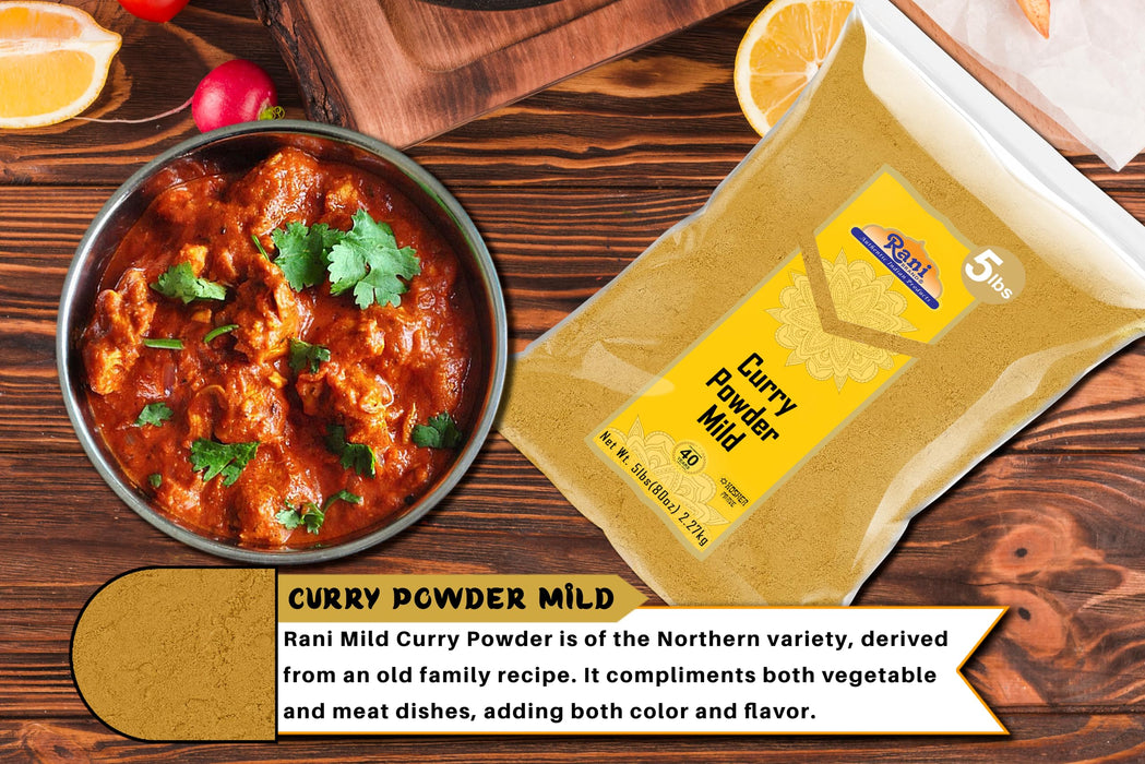 Rani Curry Powder Mild Natural 10-Spice Blend (5lbs) 2.27kgs Bulk ~ Salt Free | Vegan | No Colors | Gluten Free Ingredients | NON-GMO | Kosher | NO Chili