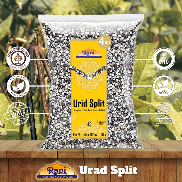 Rani Urid/Urad Dal (Split Matpe Beans with Skin) Indian Lentils 64oz (4lbs) 1.81kg ~ All Natural | Gluten Friendly | NON-GMO | Kosher | Vegan | Indian Origin