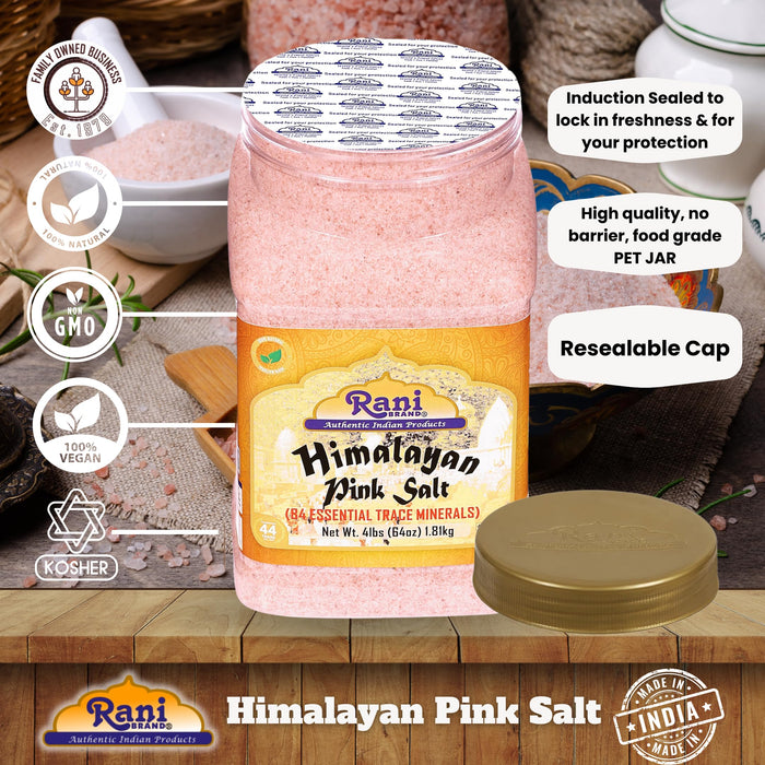 Rani Himalayan Pink Salt Powder (84 Essential Trace Minerals) 64oz (4lbs) 1.81kg PET Jar ~ All Natural | Vegan | Gluten Friendly | NON-GMO | Kosher | Indian Origin