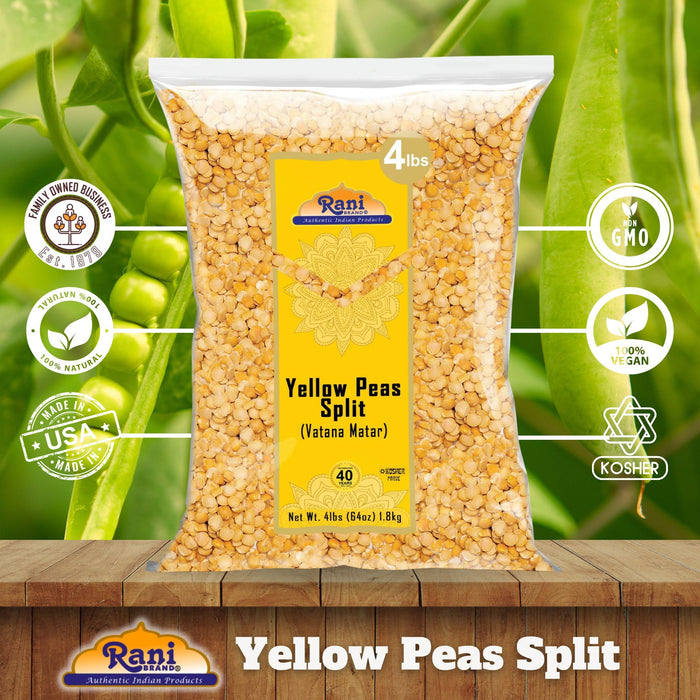 Rani Yellow Peas Split, Dried (Vatana, Matar) 64oz (4lbs) 1.81kg Bulk ~ All Natural | Vegan | Gluten Friendly | Kosher | Product of USA