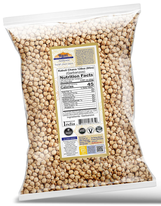 Rani Garbanzo Beans (Kabuli Chana) 128oz (8lbs) 3.63kg Bulk ~ All Natural | Vegan | Gluten Friendly | NON-GMO | Kosher | Indian Origin