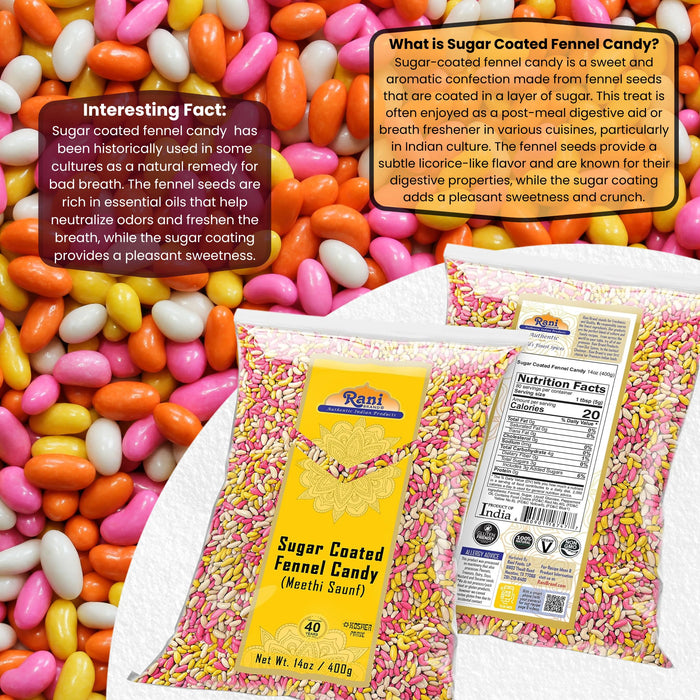 Rani Sugar Coated Fennel Candy 14oz (400g) - [Pack of 2 / 800g 28oz total] ~ Indian After Meal Digestive Treat | Vegan | Gluten Friendly | NON-GMO | Kosher | Indian Origin (Copy)