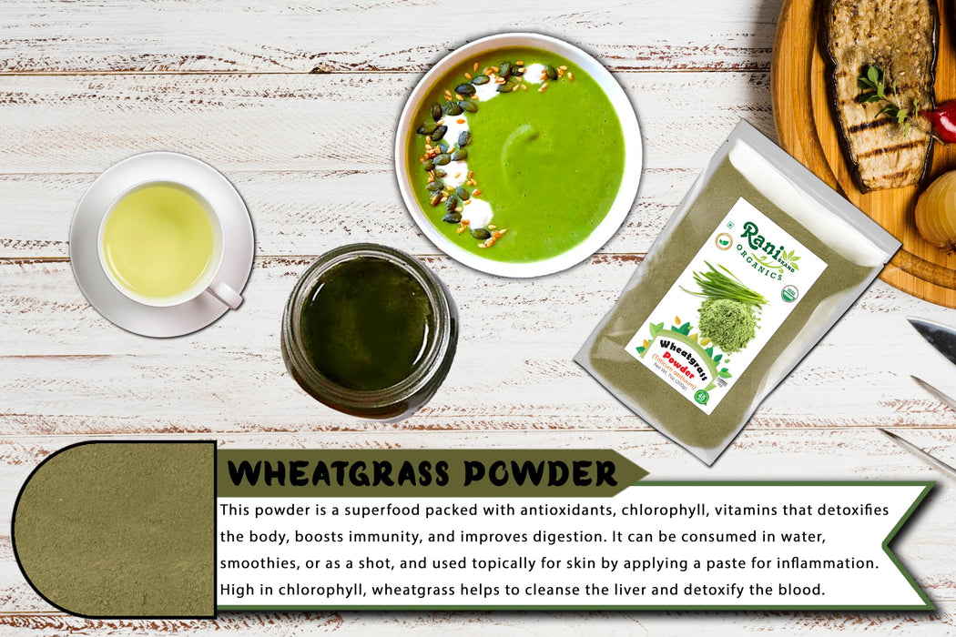 Rani Organic Wheatgrass Powder (Triticum Aestivum) 7oz (200g) ~ All Natural | No Color | Gluten Friendly | Vegan | Non-GMO | Kosher | No Salt or fillers | Indian Origin | USDA Organic Certified