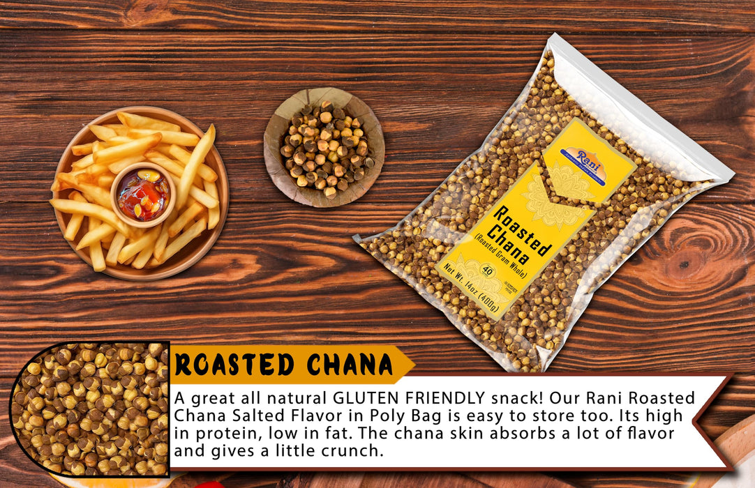 Rani Roasted Chana (Chickpeas) Plain Flavor 14oz (400g) ~ All Natural | Vegan | No Preservatives | Gluten Friendly | Kosher | Indian Origin | Great Snack, Ready to Eat