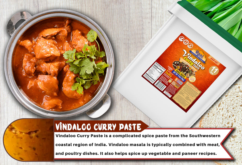 Rani Vindaloo Curry Cooking Spice Paste, Hot! 176oz (11lbs) 5kg Bulk ~ No Colors | All Natural | NON-GMO | Kosher | Vegan | Gluten Free | Indian Origin