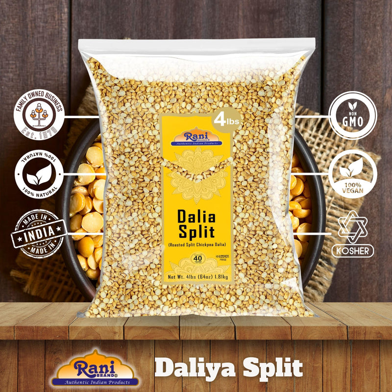 Rani Daliya Split (Roasted Split Chickpeas Dalia) 4lbs (64oz) ~ All Natural | Vegan | Kosher | Indian Origin
