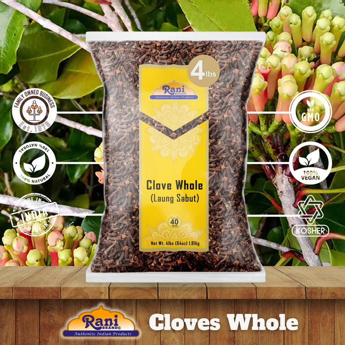 Rani Cloves Whole (Laung) 64oz (4lbs) 1.81kg Great for Food, Tea, Pomander Balls and Potpourri, Hand Selected, Spice, Bulk ~ All Natural | NON-GMO | Vegan | Gluten Friendly | Indian Origin