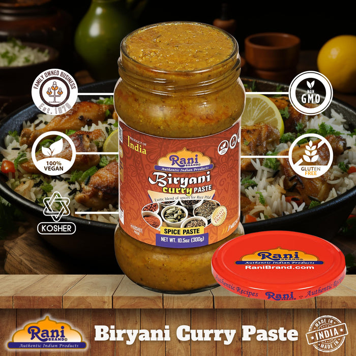 Rani Biryani Masala Curry Paste (Cooking Spice Paste for Indian Rice Dishes, Pullao/Pilau) 10.5oz (300g) Glass Jar, Pack of 5+1 FREE ~ All Natural | Vegan | No Colors | Gluten Free | NON-GMO | Kosher